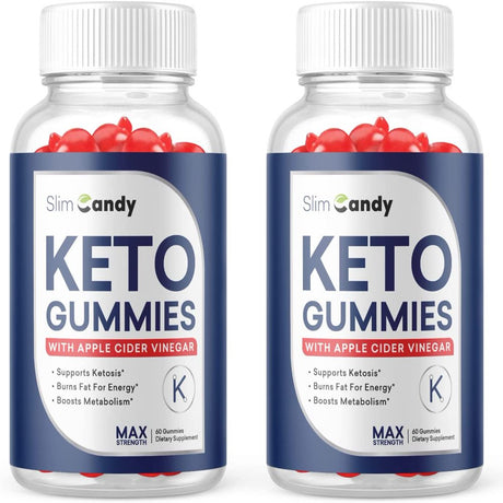 (2 Pack) Slim Candy Keto ACV Gummies - Supplement for Weight Loss - Energy & Focus Boosting Dietary Supplements for Weight Management & Metabolism - Fat Burn - 120 Gummies