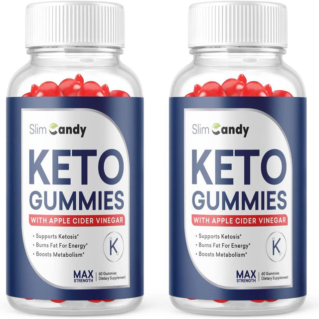 (2 Pack) Slim Candy Keto ACV Gummies - Supplement for Weight Loss - Energy & Focus Boosting Dietary Supplements for Weight Management & Metabolism - Fat Burn - 120 Gummies