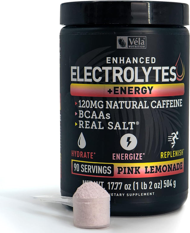 Electrolyte Powder Recovery Drink + Energy (90 Servings | Pink Lemonade) W Real Salt +Bcaas Sugar Free Electrolyte Supplement W Potassium Zinc & Magnesium