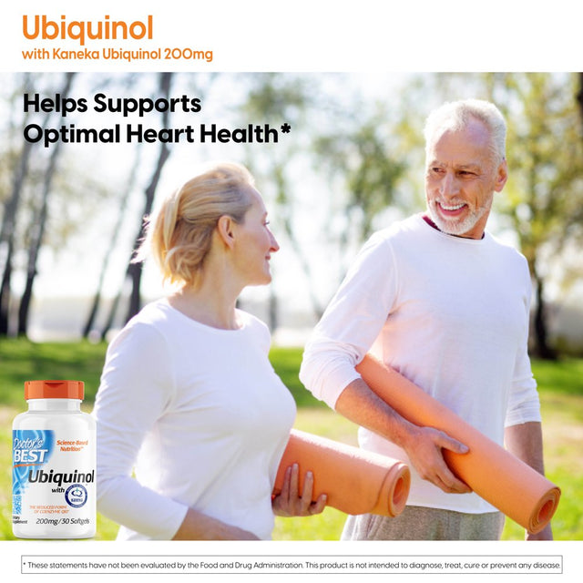 Doctor'S Best Ubiquinol Featuring Kaneka Qh, Non-Gmo, Gluten Free, Soy Free, Heart Health, 200 Mg, 30 Softgels