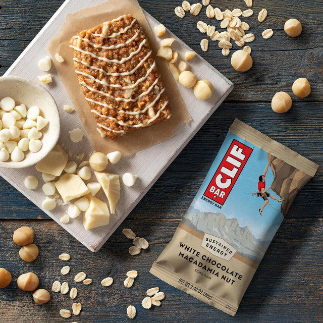 CLIF BAR - White Chocolate Macadamia Nut Flavor - Made with Organic Oats - 9G Protein - Non-Gmo - Plant Based - Energy Bars - 2.4 Oz. (18 Pack)