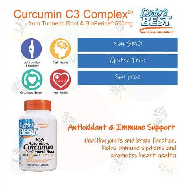 Doctor'S Best DRB- High Absorption Curcumin from Turmeric Root with C3 Complex & Bioperine 500Mg (120 Capsules)