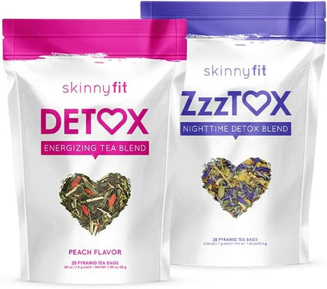 Skinnyfit Detox and Zzztox 24/7 Bundle, 56 Servings, Supports Weight Loss, Helps Calm Bloating, All-Natural, Laxative-Free, Green Tea Leaves, Help Fight Toxins and Relieve Stress