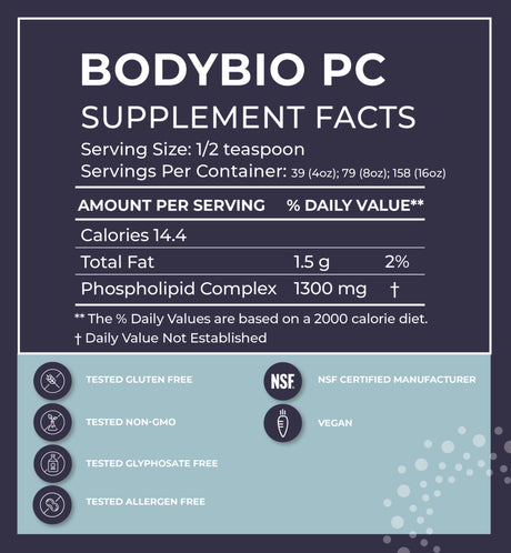 Bodybio - PC Brain Supplement 4 Fl. Oz. Phosphatidylcholine