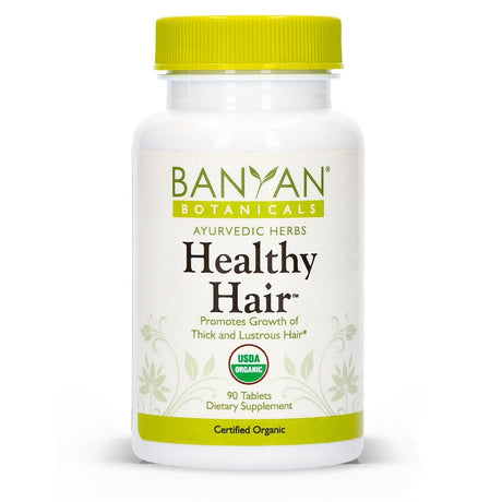 Banyan Botanicals Healthy Hair Tablets – Organic Hair Supplement with Amla & Bhringaraj – Ayurvedic Hair Care for Thick, Lustrous & Strong Hair* – 90 Tablets – Non GMO Sustainably Sourced Vegan