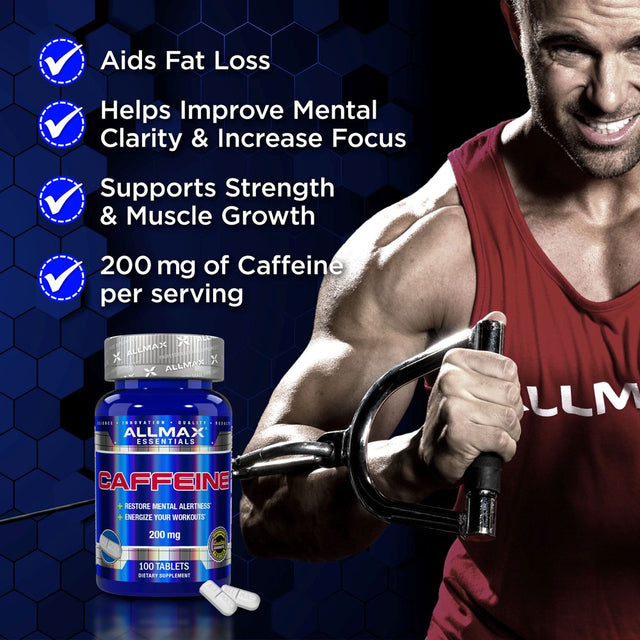 ALLMAX Nutrition Caffeine Pills, Fast Absorbing & Vegan, 200 Mg per Serving, 100 Tablets