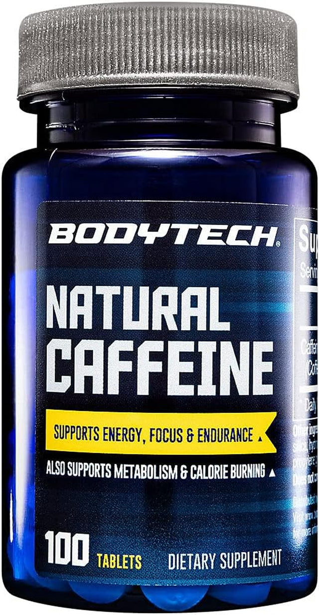 BODYTECH Natural Caffeine Supports Energy, Focus & Endurance - 200 MG (100 Tablets)