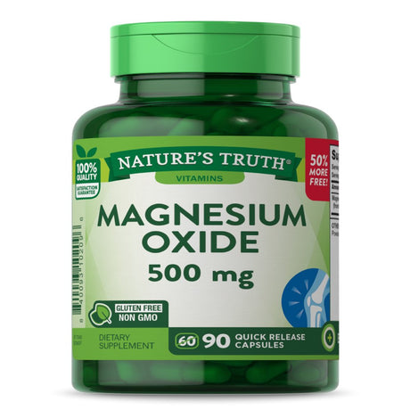 Magnesium Oxide 500Mg Capsules | 90 Count | Non-Gmo, Gluten Free Supplement | by Nature'S Truth