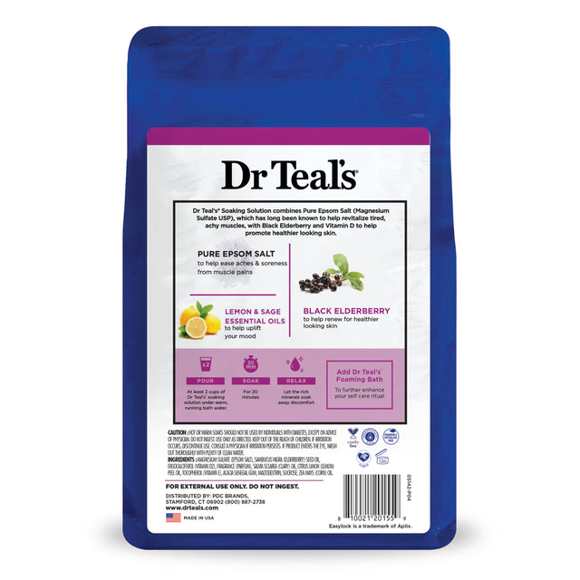 Dr Teal'S Pure Epsom Salt Soak, Black Elderberry with Vitamin D, 3 Lbs