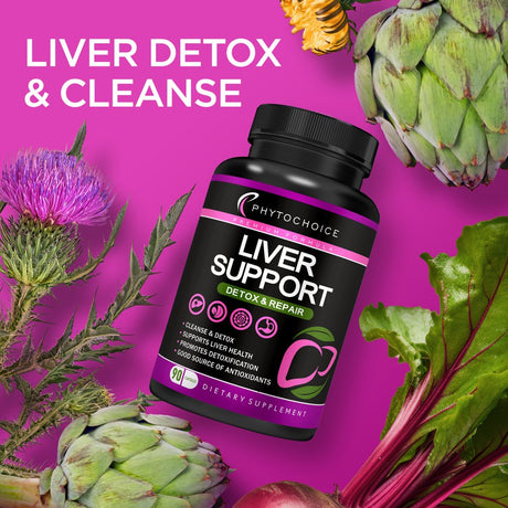 Liver Cleanse Detox & Repair All-In-One Liver Health Support Supplement-Herbal Complex with Milk Thistle Silymarin, Artichoke Extract, Choline, Beet Root, Dandelion-Fatty Liver Renew Formula-90Ct/1Pk