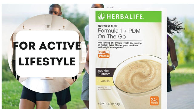 Herbalife Formula 1 + PDM on the Go: 24G of Protein 7 Packets per Box (Cookies and Cream + Vanilla), Protein for Energy and Nutrition, Sustain Energy and Satisfy Hunger