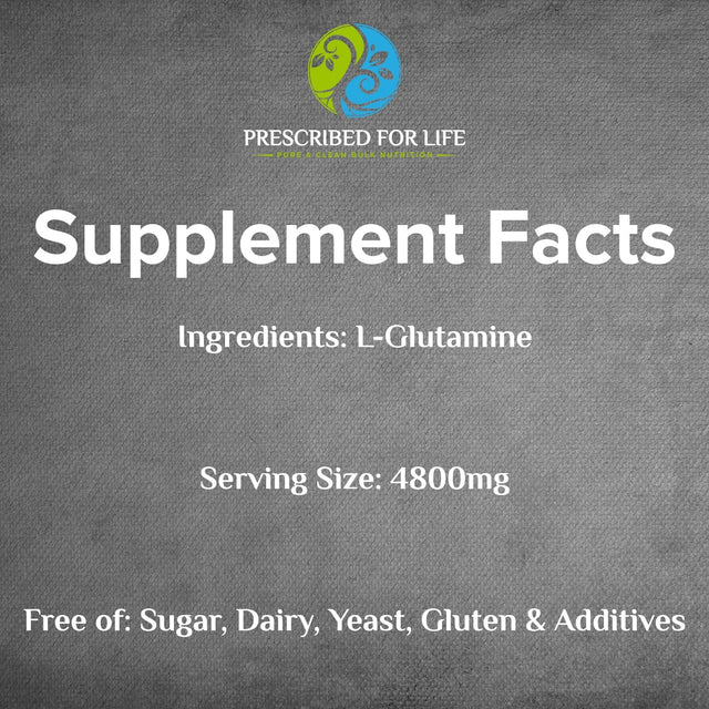 Prescribed for Life L Glutamine Powder | Pure L-Glutamine Amino Acids Supplement for Gut Health & Muscle Recovery | Gluten Free, Vegan, Kosher, Non GMO (4 Oz / 113 G)