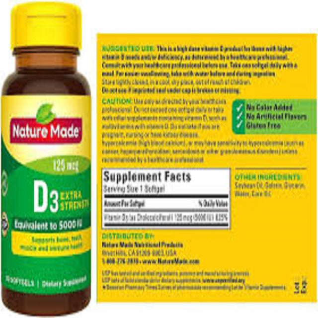 Nature Made Vitamin D3 5000Iu Ultra Strength Supports Immune Health, 90 Ct