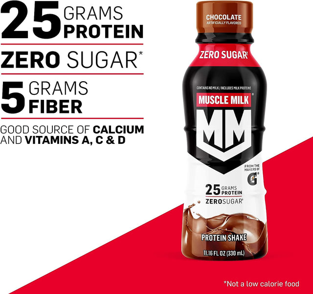 Muscle Milk Genuine Protein Shake, Chocolate, 25G Protein, 11.16 Fl Oz (Pack of 12), Packaging May Vary