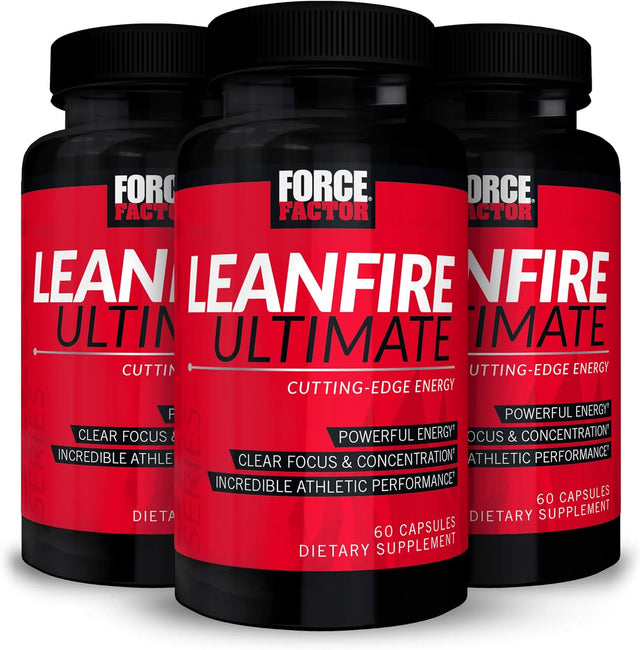 Leanfire Ultimate Pre Workout Energy Pills for Men and Women with L-Theanine and Green Tea Extract to Boost Energy, Enhance Focus, and Improve Athletic Performance, Force Factor, 180 Capsules (3-Pack)