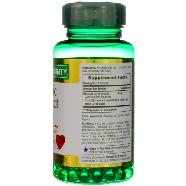 Nature'S Bounty Garlic Extract 1000 Mg Softgels 100 Ea (Pack of 2)