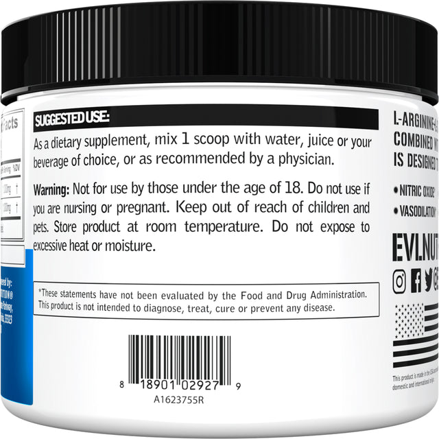 Evlution Nutrition L-Arginine + L-Citrulline - Endurance + Workout Performance Supplement - 500Mg Complex - Vasodilation + Nitric Oxide Support - Vegan + Gluten Free Capsules - 60 Servings