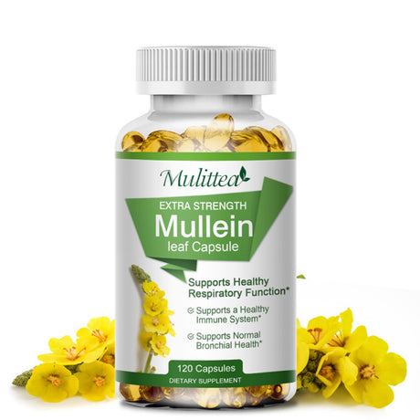 Mulittea Mullein Leaf Capsules Herbal Supplement Supports Respiratory Function Health,120Count/Bottle