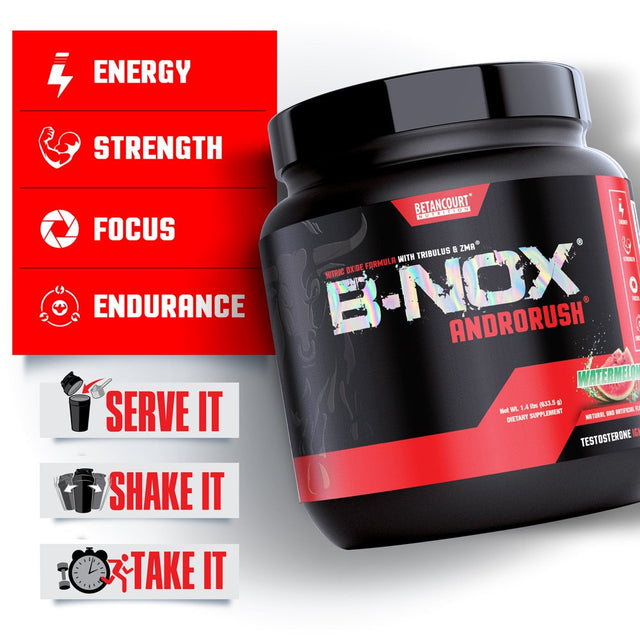 B-Nox Androrush, Preworkout and Testosterone Enhancer Strawberry Lemonade Betancourt Nutrition 35 Servings