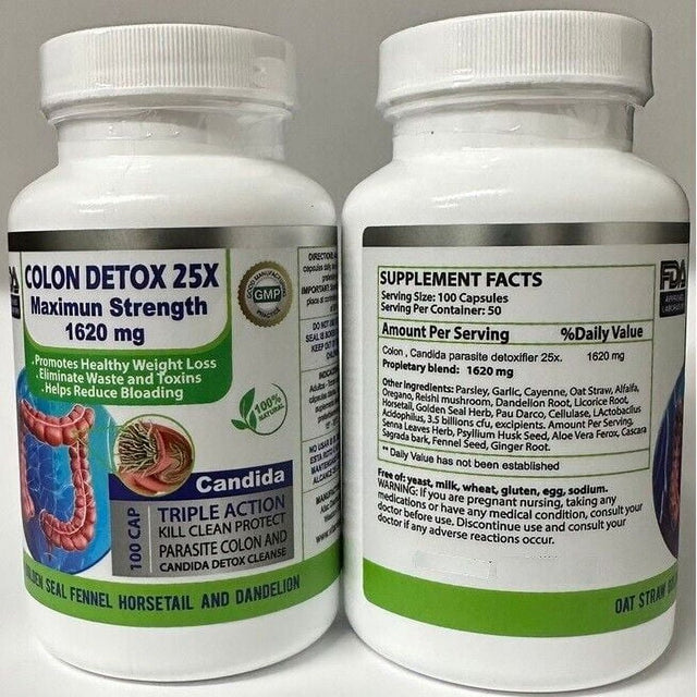 Colon Detox 25X Maximum Strength 1620 Mg Diet Weight Loss Pills 100 Capsules