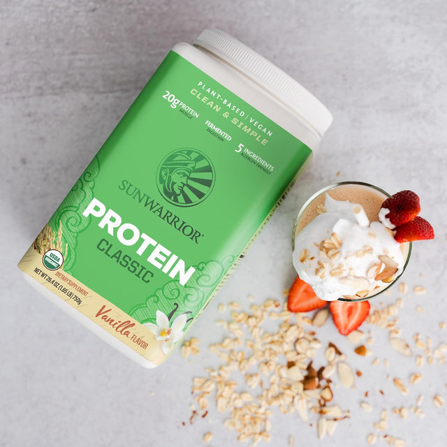 Brown Rice Protein Powder with Bcaa & Amino Acids Raw Rice Protein Shake Gluten Free Low Carb Dairy Free | Plant Based Classic Sprouted Brown Rice Protein Powder Vanilla 750G by Sunwarrior