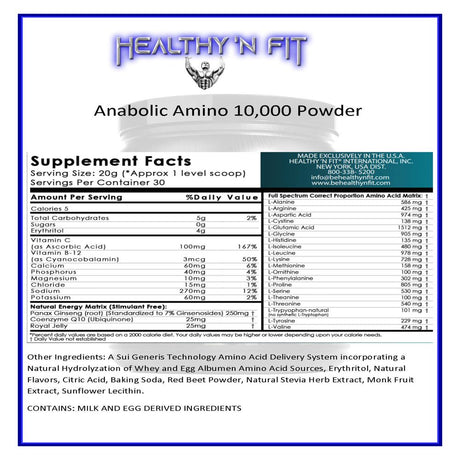 Healthy N Fit Anabolic Amino 10,000 Powder Fruit Fusion 1.32 Lbs