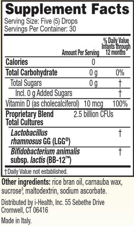 Culturelle Baby Immune & Digestive Support Probiotic + Vitamin D Drops for Babies (0-12 Months), Gluten Free, Non-Gmo, 9 Ml