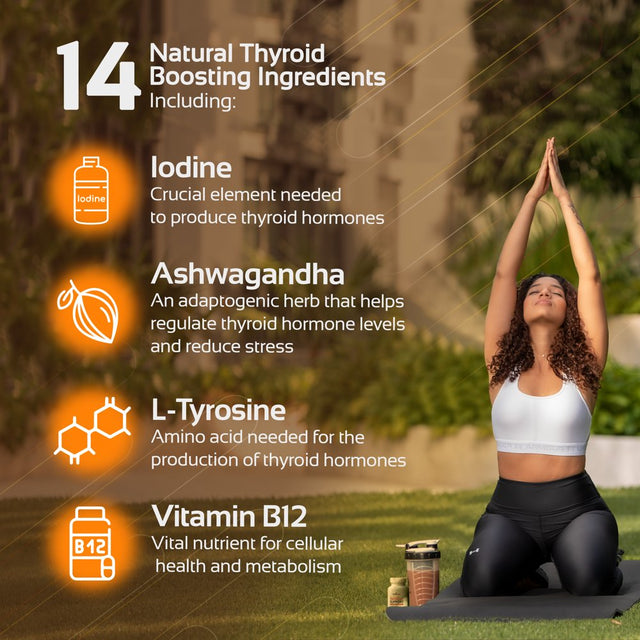 COGNITUNE Natural Thyroid Support for Energy & Metabolism with Iodine, Ashwagandha, Vitamin B12, Magnesium, Selenium & More