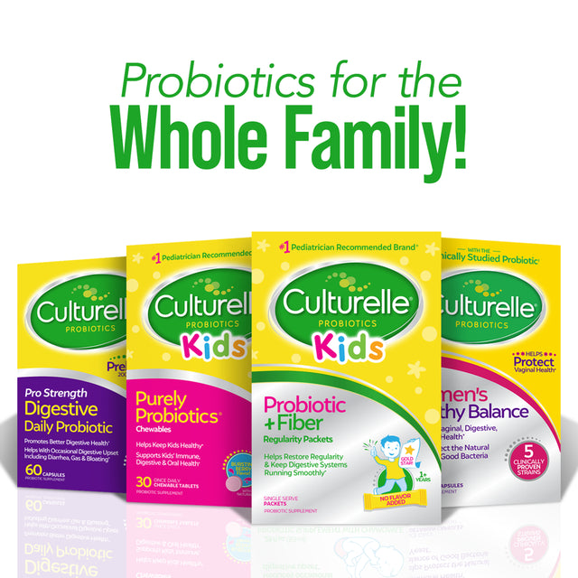 Culturelle Kids Probiotic and Fiber Packets, Digestive Health and Immune Support for Kids 3+ Months, 24 Count