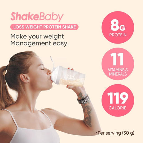 SHAKEBABY DIET PROTEIN SHAKE Strawberry FLAVOR - Protein Powder for Women Meal Replacement, BCAA Amino Acids, Low Calorie Meal, Digestive Support, Multi Nutrition 25 Servings (750G / 26.45Oz)