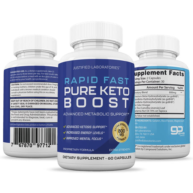 (2 Pack) Rapid Fast Pure Keto Advanced BHB Boost Ketogenic Supplement 120 Capsules