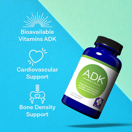 MD. Life ADK Bone Health Support, Vitamin A, Vitamin D3 & Vitamin K2 (MK 7), 90 Ct.