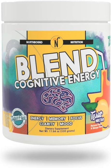 Blend Cognitive Energy & Endurance Formula Supplement - Mental Boost with Caffeine for Memory, Focus, Clarity and Mood Wellness (Texas Nectar)