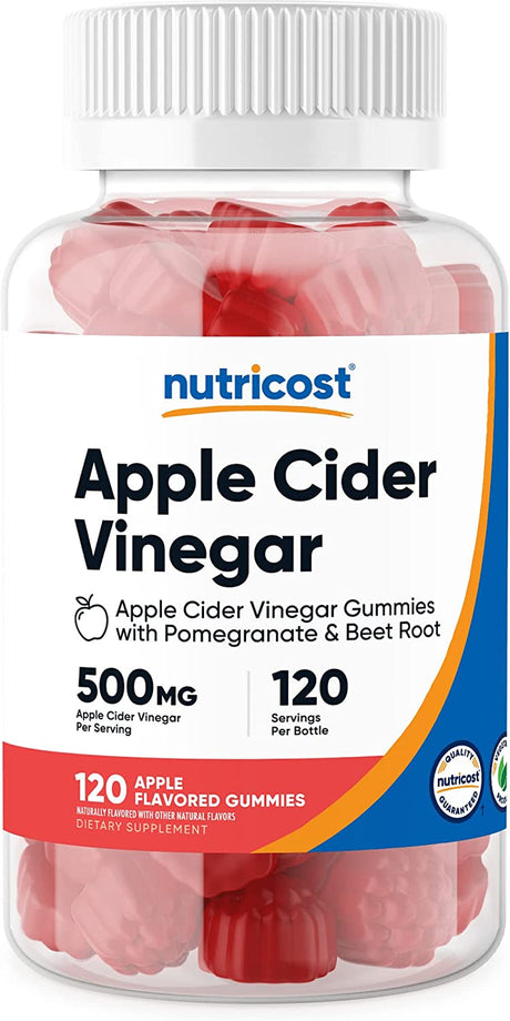 Nutricost Apple Cider Vinegar 500Mg, 120 Gummies, Apple Flavored - Gluten Free, Non-Gmo, No Corn Syrup