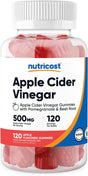 Nutricost Apple Cider Vinegar 500Mg, 120 Gummies, Apple Flavored - Gluten Free, Non-Gmo, No Corn Syrup