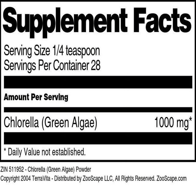 Terravita Chlorella (Green Algae) Powder, (1 Oz, 1-Pack, Zin: 511952)