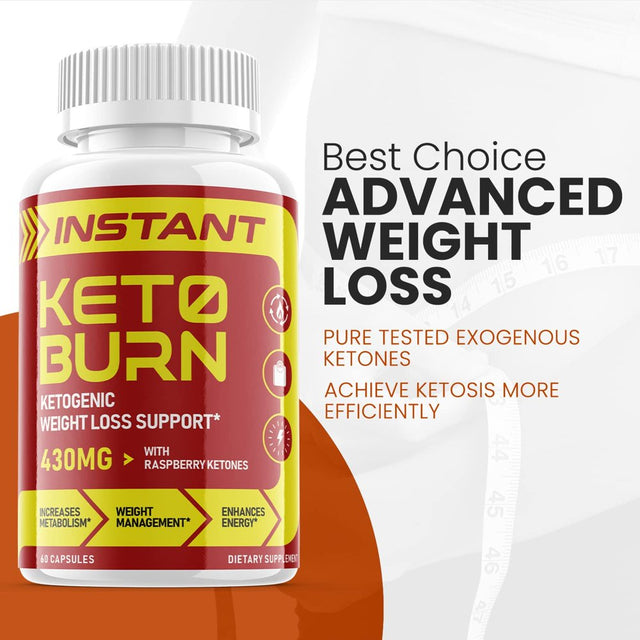 Instant Keto Burn - Ketogenic Weight Loss Support - Energy & Focus Boosting Dietary Supplements for Weight Management & Metabolism - Advanced Fat Burn Raspberry Ketones Pills-180 Capsules (3 Pack)