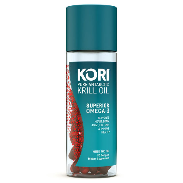 Kori Krill Superior Absorption Vs Fish Oil, Omega-3 Supplement for Heart, Brain, Joint, Eye, Skin & Immune Health, Softgels, 90 Count