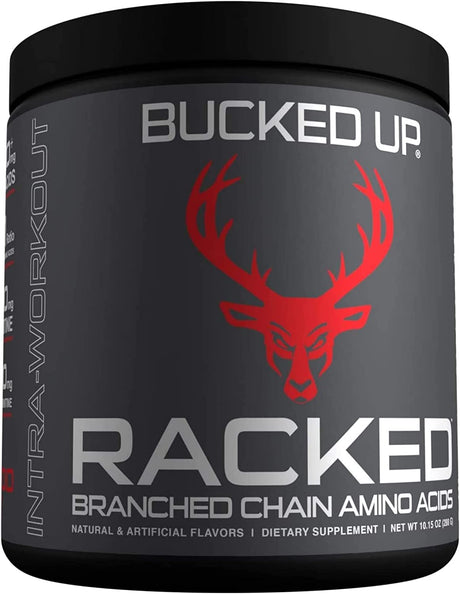 Bucked Up- BCAA RACKED™ Branch Chained Amino Acids | L-Carnitine, Acetyl L-Carnitine, GBB | Post Workout Recovery, Protein Synthesis, Lean Muscle Bcaas That You Can Feel! 30 Servings (Blood Raz)