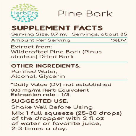 Pine Bark Alcohol Herbal Extract Tincture, Super-Concentrated Wildcrafted Pine Bark (Pinus Strobus) Dried Bark 2 Oz