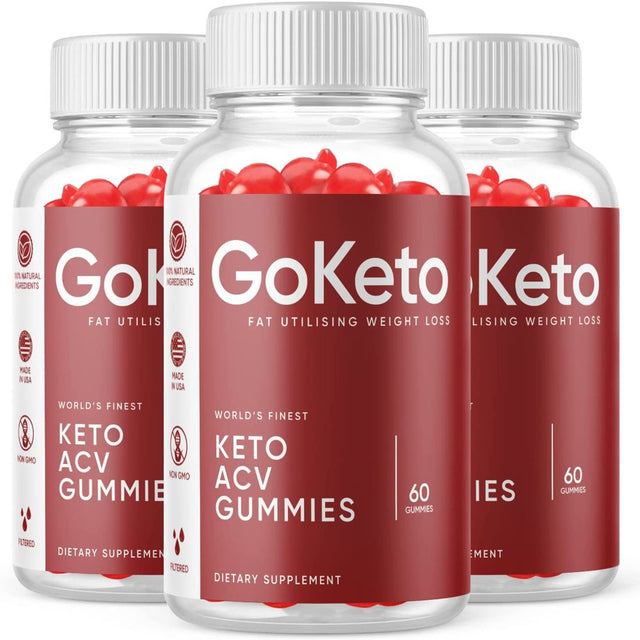 (3 Pack) Go Keto ACV Gummies - Supplement for Weight Loss - Energy & Focus Boosting Dietary Supplements for Weight Management & Metabolism - Fat Burn - 180 Gummies