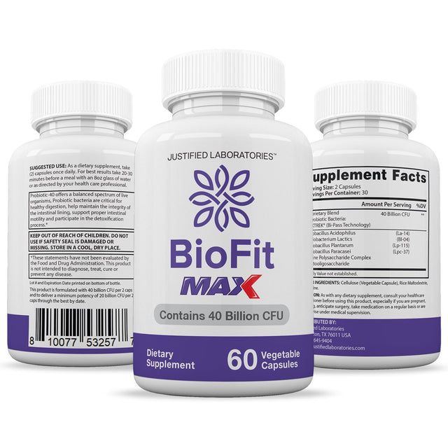 (3 Pack) Biofit Max Probiotic 40 Billion CFU Supplement for Men and Women 180 Capsules