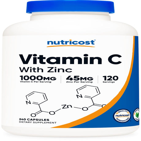 Nutricost Vitamin C with Zinc, 120 Servings - Non-Gmo, Gluten Free Supplement