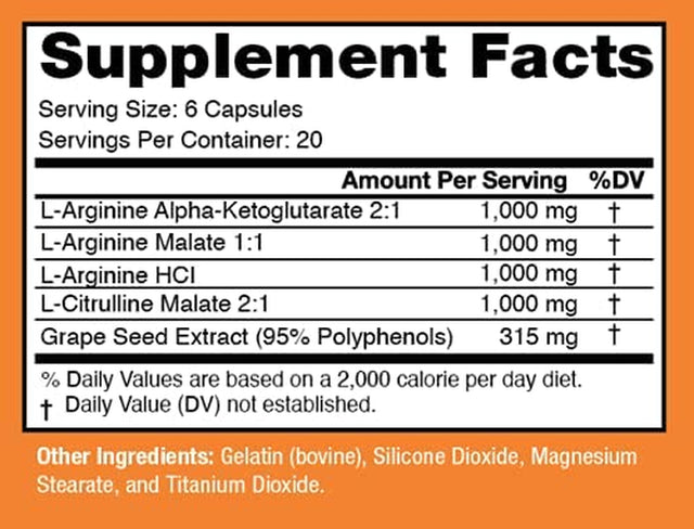 Axis Labs Hemodraulix Pump Capsules Nitric Oxide N.O. Booster Pre Workout with L-Arginine L-Citrulline Malate and Polyphenols for Muscle Growth & Vascularity 120 Capsules Supplies 20 Workouts