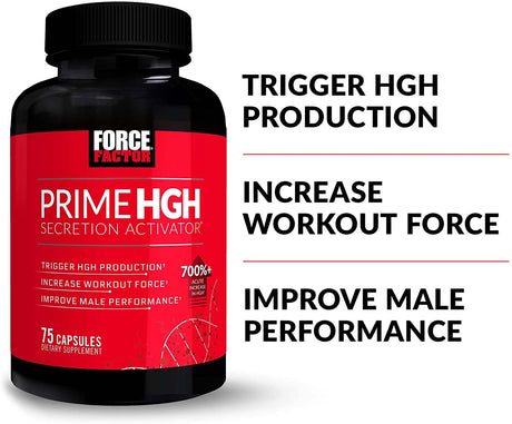 Force Factor Prime HGH Secretion Activator, HGH Supplement for Men with Clinically Studied Alphasize to Help Trigger HGH Production, Increase Workout Force, and Improve Performance, 75 Capsules