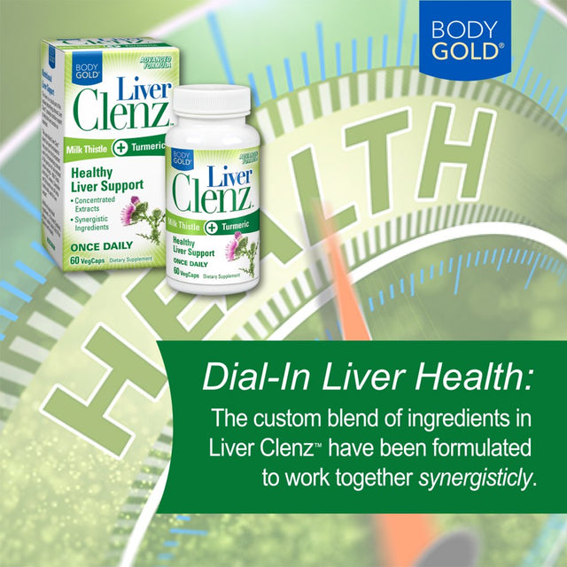 Body Gold Liver Clenz with Milk Thistle & Turmeric | Healthy Liver Detox Support | Vegetarian | 30 Servings, 60 Vegcaps