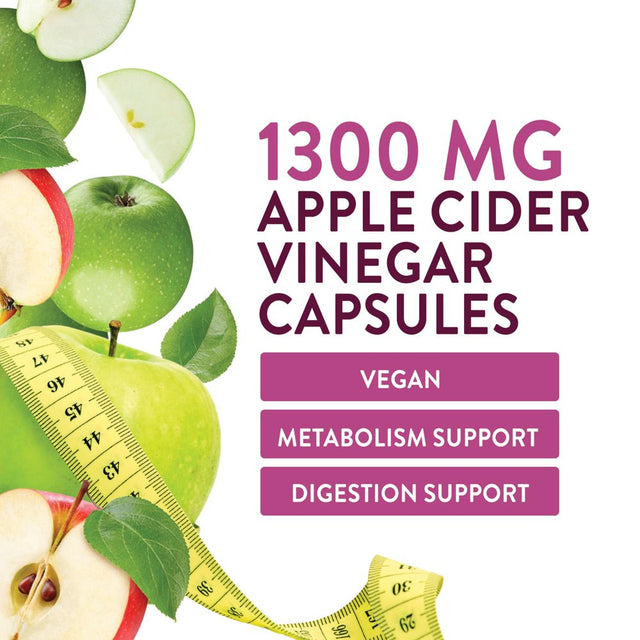 Apple Cider Vinegar Capsules for Detox and Cleanse, Digestion, and Immune Support, - 1300 Mg per Serving Premium ACV Pills - Gluten Free, Keto Friendly, Non-Gmo Supplement - 120 Capsules