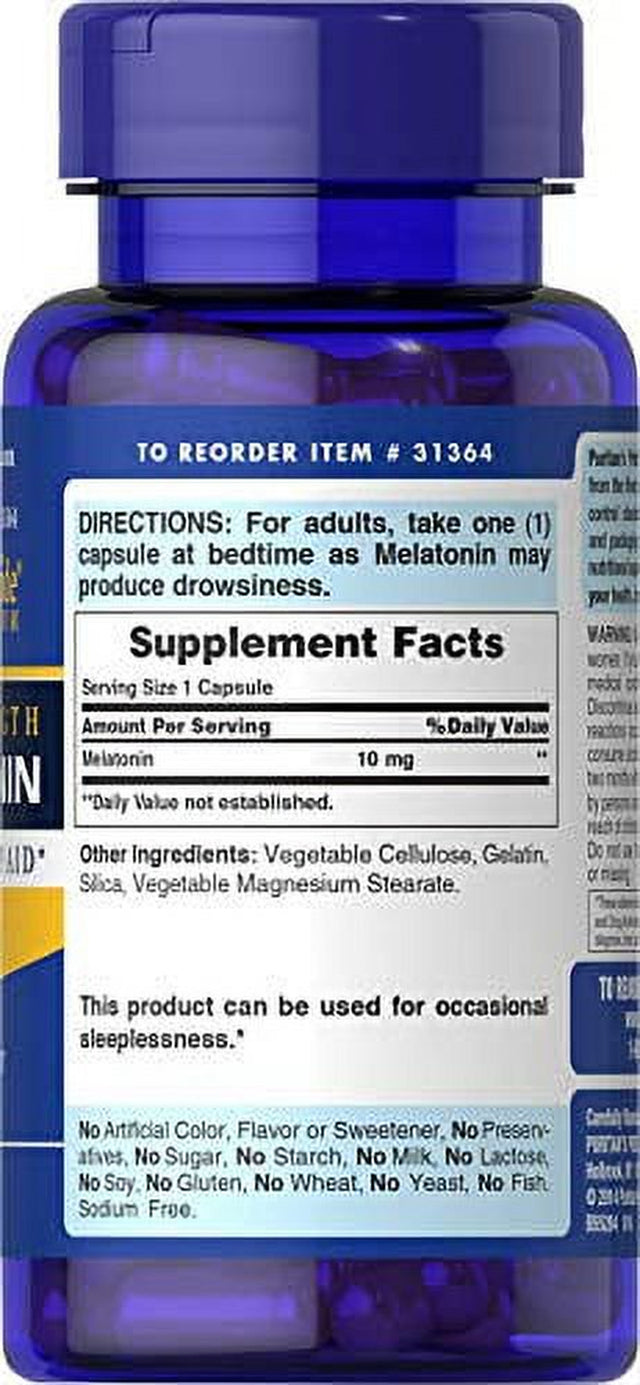 Rapid Release Melatonin 10Mg, Supports Sound Sleep, 120 Count by Puritan'S Pride