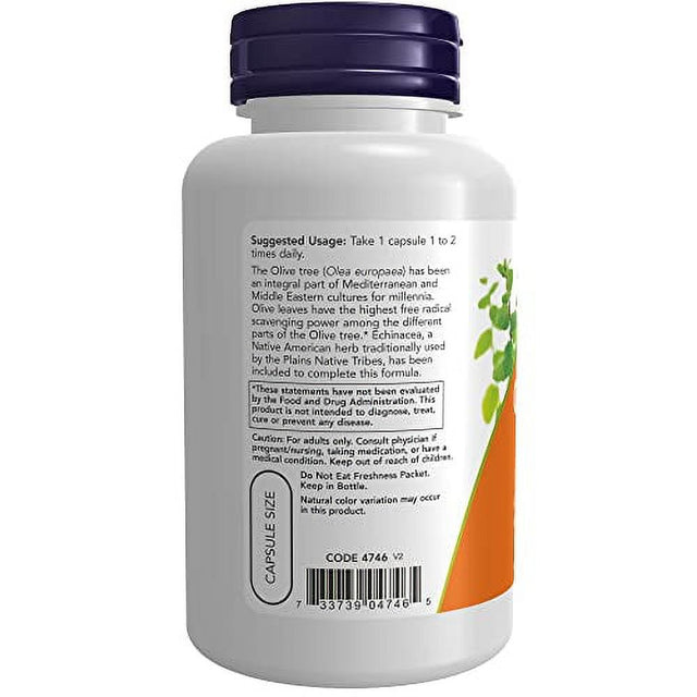 NOW Supplements, Olive Leaf Extract with Echinacea Extract 4%, Extra Strength, Free Radical Scavenger*, 100 Veg Capsules