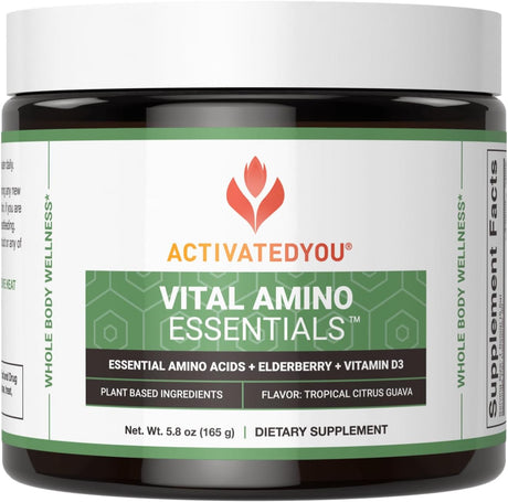 ACTIVATEDYOU Vital Amino Essentials, Complete Essential Amino Acids + Elderberry + Vitamin D3 Support Supplement, Citrus Guava Flavor, 30 Servings